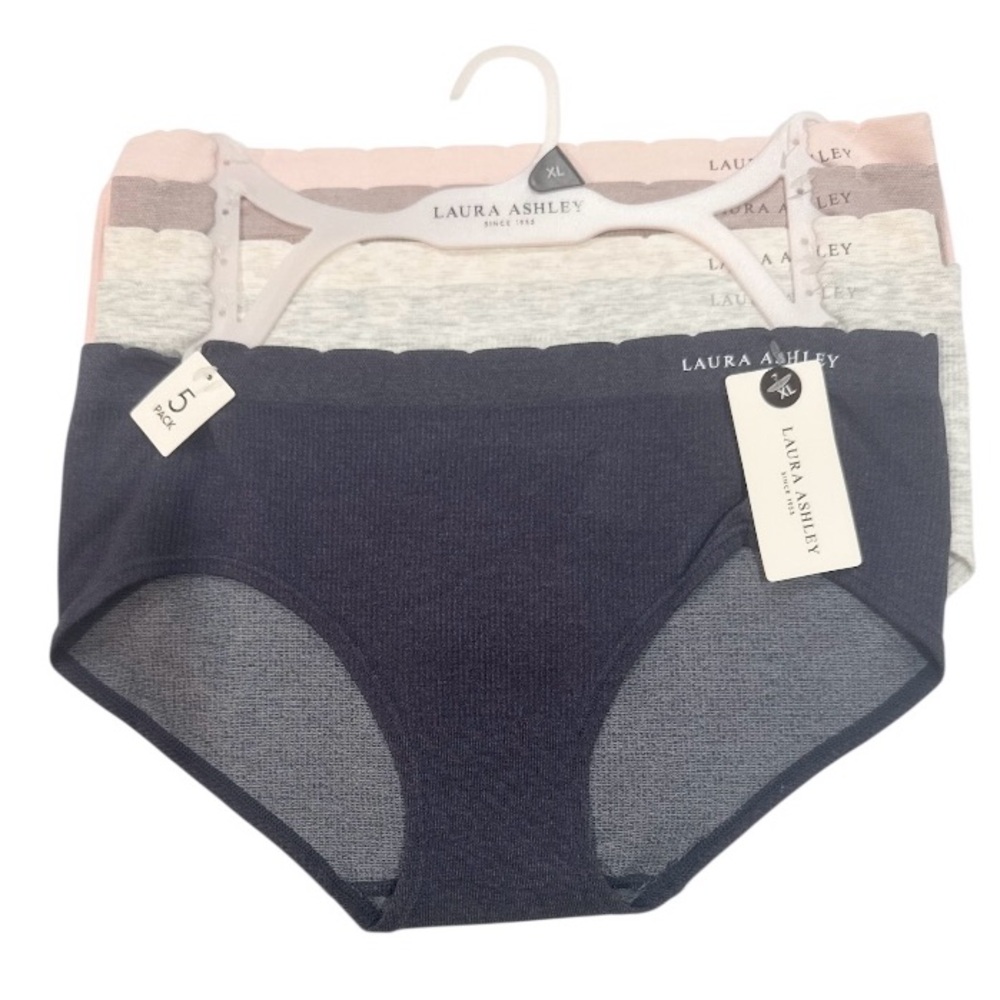LAURA ASHLEY 5 Pack Stretchy Ribbed Soft Comfy Panties Briefs NWT XL